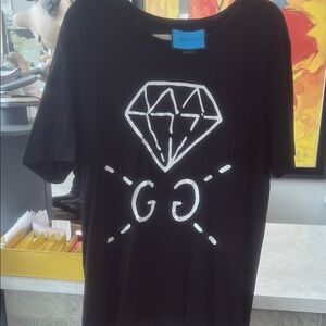 Gucci Black Tee with White Diamond Design